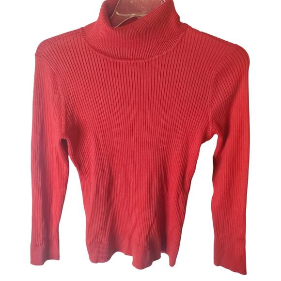 DKNY Ribbed Crimson Red Turtleneck Sweater, NWT, Medium - Picture 1 of 6